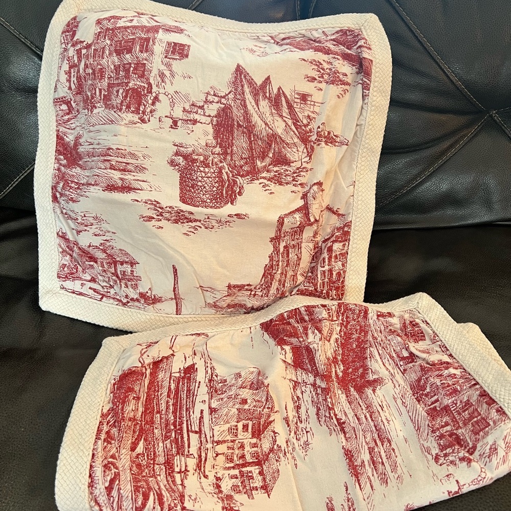 Pottery Barn Red and White Toile Pillow Covers​